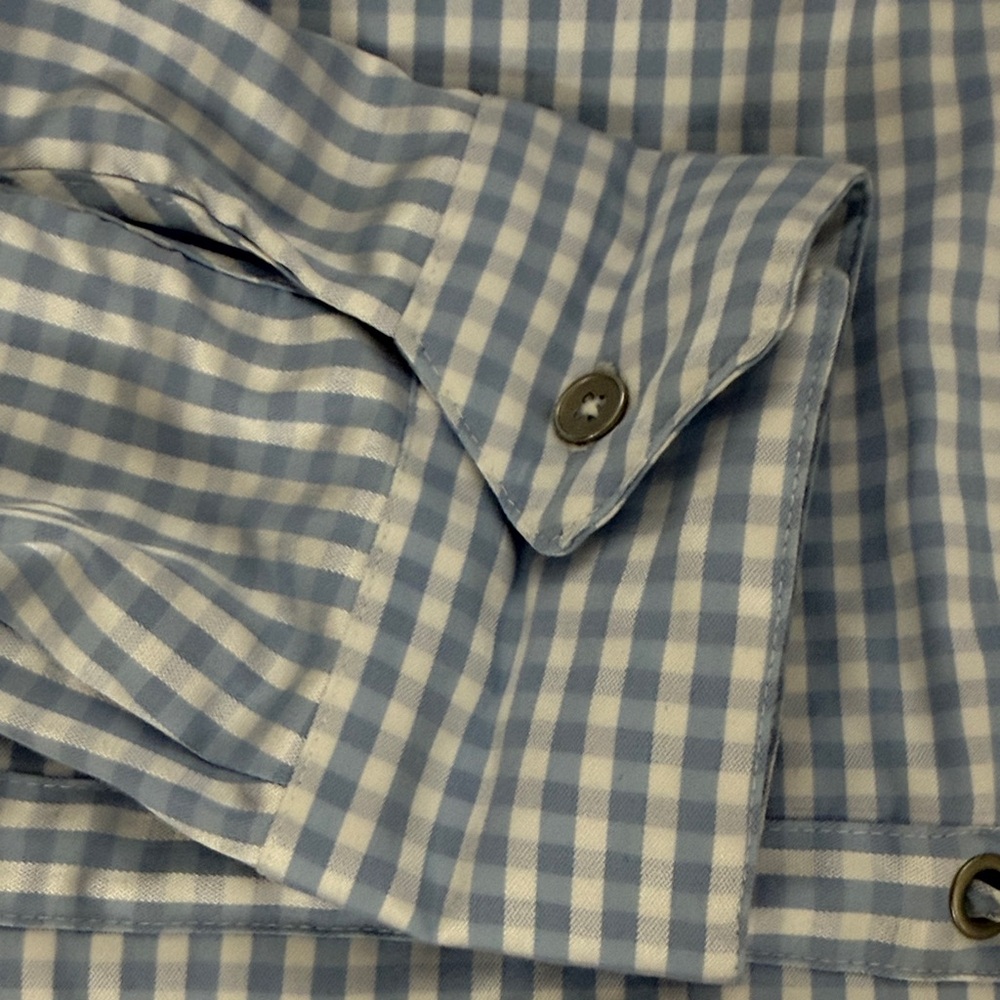 Chico's Light Blue Gingham Utility Jacket Size 2 - Picture 7 of 13